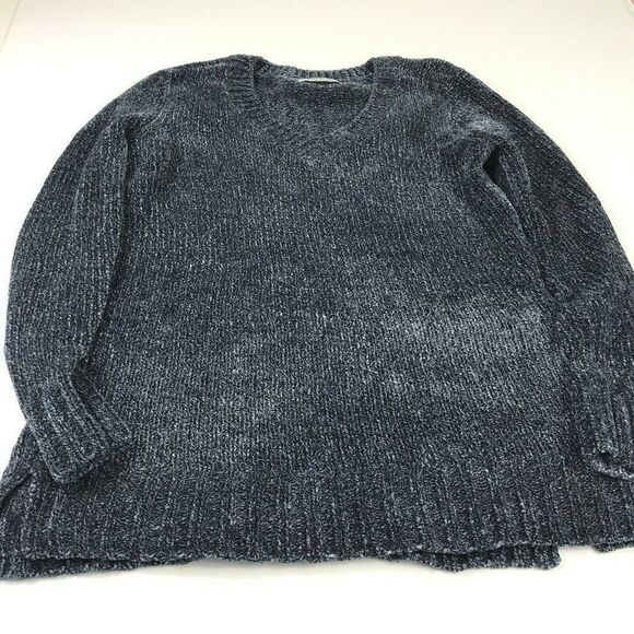Orvis V-Neck Sweater Blue Chenille Knit Pullover - Picture 2 of 10